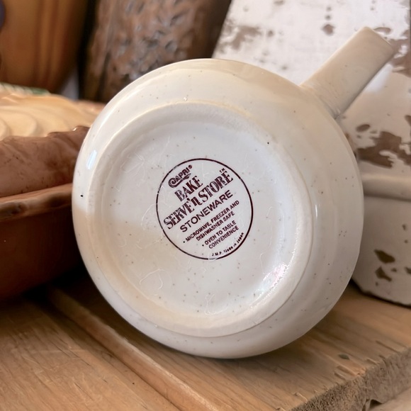 Vintage 1970’s Capri Serve N’ Store Stoneware Mugs Flowers Orange Avocado Green - Picture 5 of 6